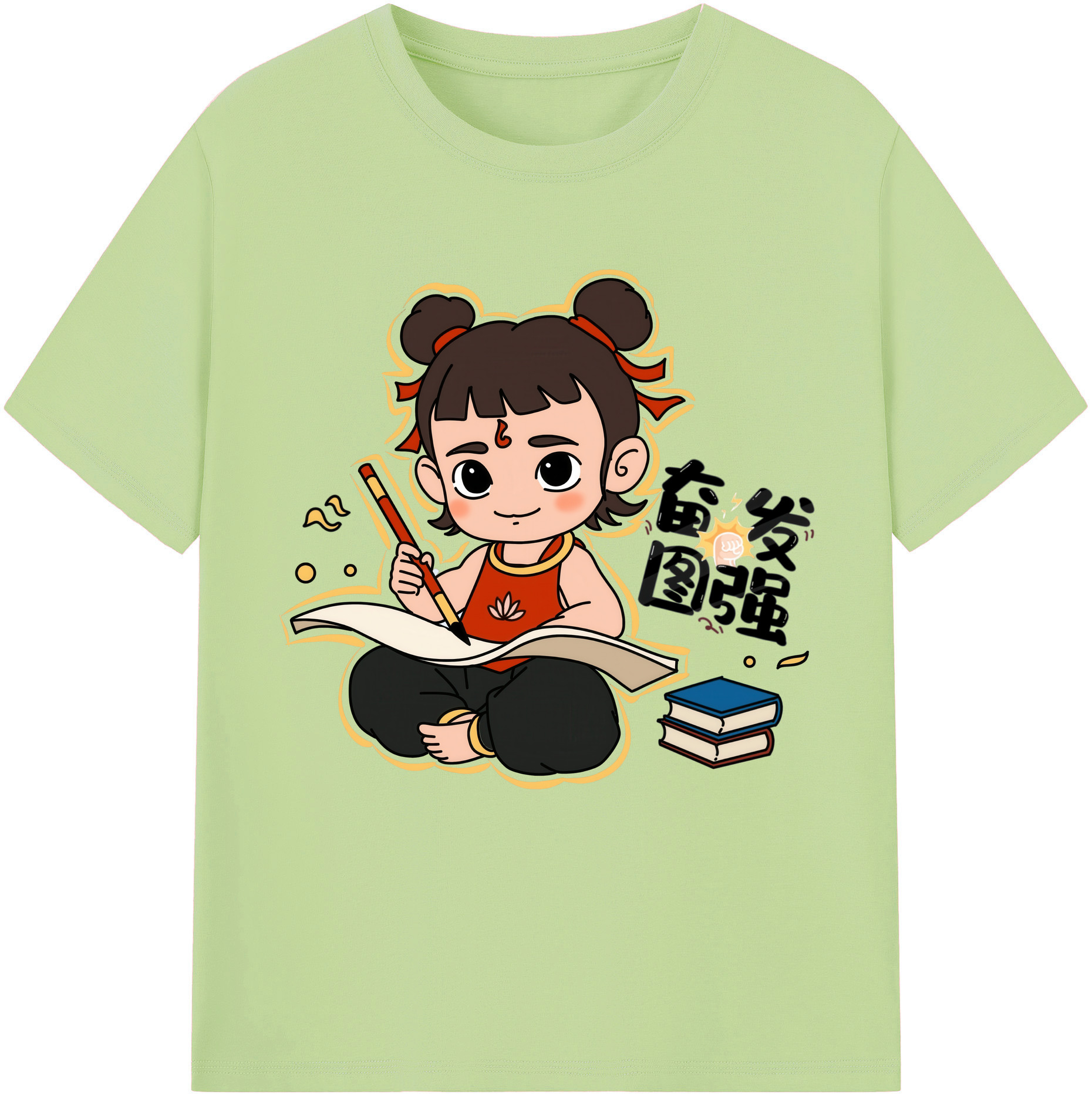 （画像用） Ne Zha 2 ナタ 魔童の大暴れ 綿100％半袖Tシャツ（フロントプリント）